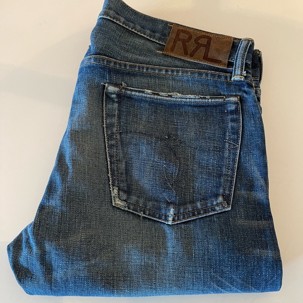 RRL slim fit selvage denim jeans.